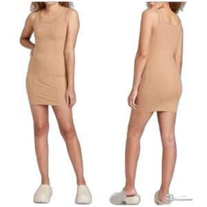 WILD FABLE Sleeveless Seamed Tank Bodycon Dress Camel Beige Size Small